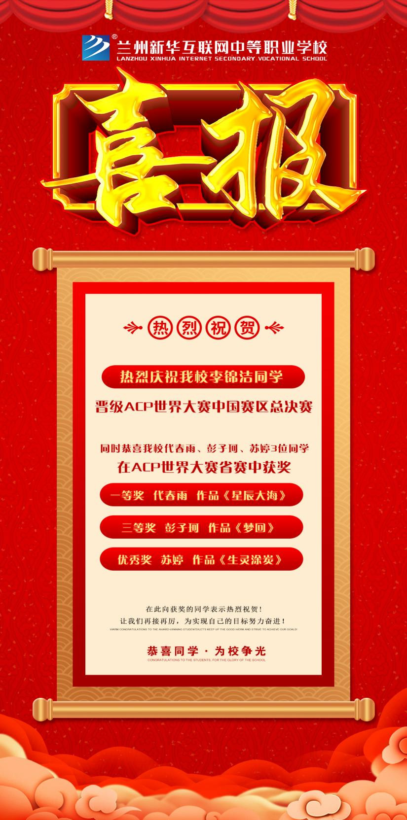 喜報！恭喜蘭州新華學(xué)子在ACP世界大賽中獲得優(yōu)異成績